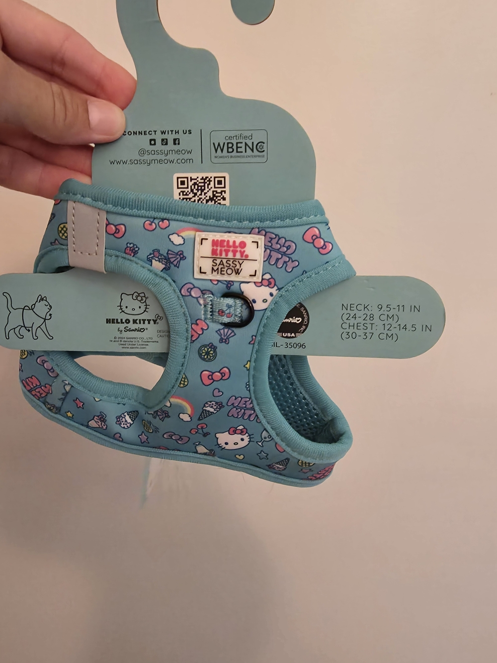 Hello Kitty Teal Blue Sassy Meow Dog Harness with Character Print